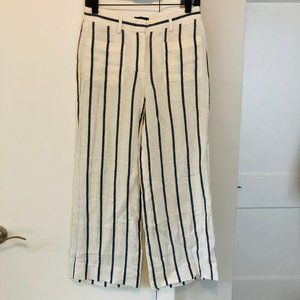 Theory Livdale Wide-Leg Cropped Linen Pants